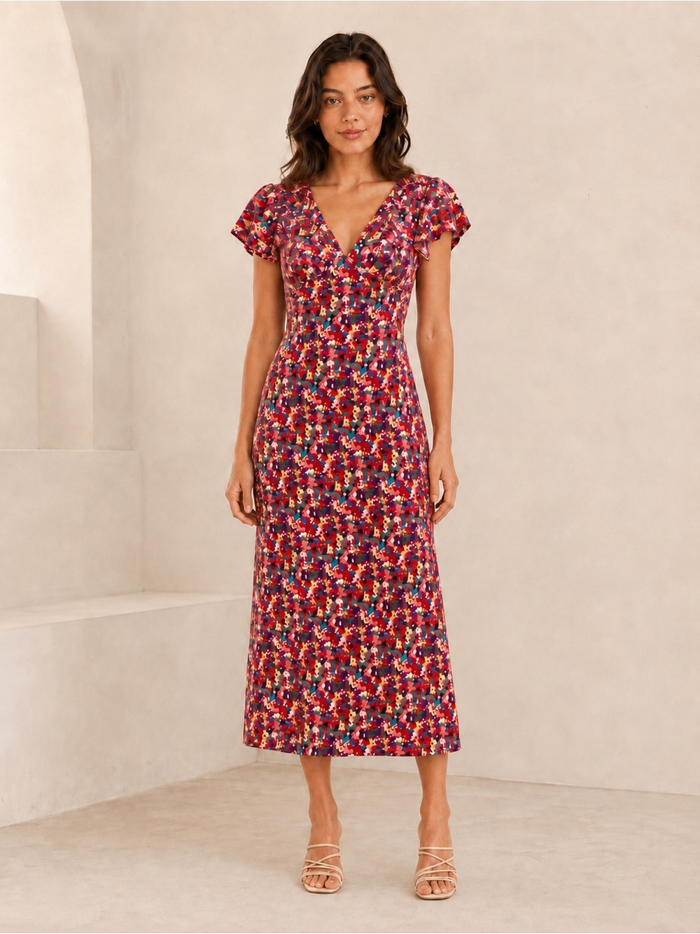 Rails Kenz Scarlet Midi Dress Women’s Small Floral Revolve Flutter Sleeve